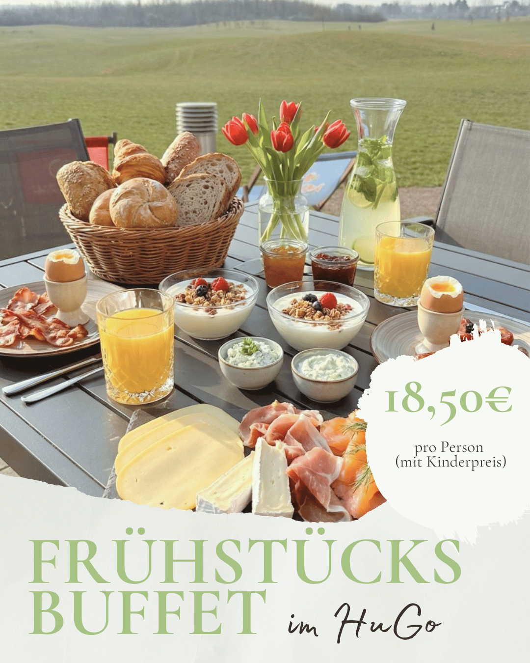 Frühstücksauswahl mit frischen Zutaten